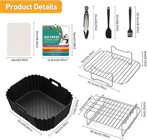 9pcs Air Fryer Accessories for Ninja Foodi Dual Zone Air Fryer DZ401, with Air Fryer Liners Disposable 100pcs and Silicone Aiy Fryer Liners Reusable 2pcs in Saudi Arabia