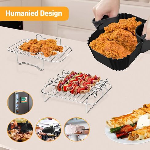 9pcs Air Fryer Accessories for Ninja Foodi Dual Zone Air Fryer DZ401, with Air Fryer Liners Disposable 100pcs and Silicone Aiy Fryer Liners Reusable 2pcs in Saudi Arabia