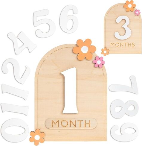 Chippi & Co Cute Monthly Baby Milestone Board, Month Milestone Girl, Boy, Milestone Signs Wooden Circles For Newborn, Infant, Meses De Bebes Para Fotos, 1-12 Months Age Cards Discs For Photo Props in Saudi Arabia