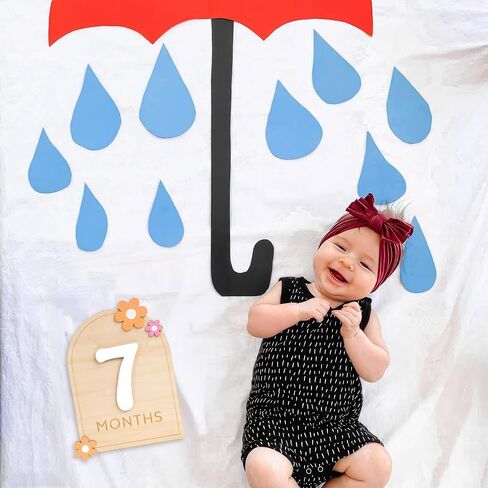 Chippi & Co Cute Monthly Baby Milestone Board, Month Milestone Girl, Boy, Milestone Signs Wooden Circles For Newborn, Infant, Meses De Bebes Para Fotos, 1-12 Months Age Cards Discs For Photo Props in Saudi Arabia