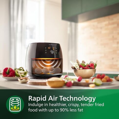Philips Premium Air Fryer XXL - Air Fry, Bake, Grill, Roast & Reheat, 7.7 Qts Capacity, Rapid Air & Fat Removal Technology, Keep Warm Mode, QuickClean, 5 Smart Chef Programs, Black Copper (HD9867/16) in Saudi Arabia