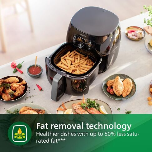 Philips Premium Air Fryer XXL - Air Fry, Bake, Grill, Roast & Reheat, 7.7 Qts Capacity, Rapid Air & Fat Removal Technology, Keep Warm Mode, QuickClean, 5 Smart Chef Programs, Black Copper (HD9867/16) in Saudi Arabia