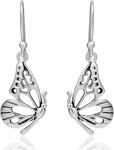 Women’s 925 Sterling Silver Plated Butterfly Wing Dangle Hook Earrings, 0.78 x 1.29 inches in Saudi Arabia
