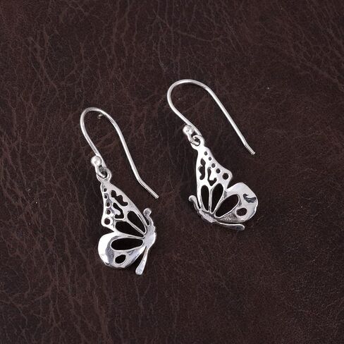 Women’s 925 Sterling Silver Plated Butterfly Wing Dangle Hook Earrings, 0.78 x 1.29 inches in Saudi Arabia