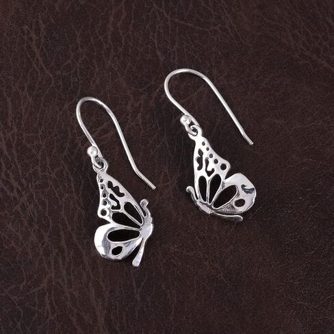 Women’s 925 Sterling Silver Plated Butterfly Wing Dangle Hook Earrings, 0.78 x 1.29 inches in Saudi Arabia