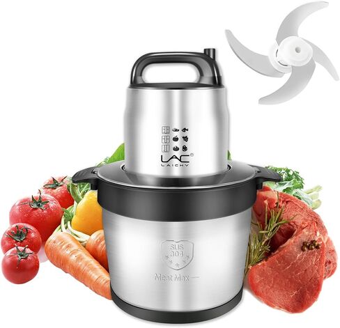 Food Processors,32 Cup Large Capacity Meat Grinder Veggie Chopper with Stainless Steel Bowl 1200W Electric,2 Speed,4 Bi-Level Bladesand Spatula for Baby Food,Meat,Onion,Vegetables,Fruits in Kuwait