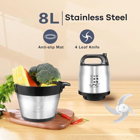 Food Processors,32 Cup Large Capacity Meat Grinder Veggie Chopper with Stainless Steel Bowl 1200W Electric,2 Speed,4 Bi-Level Bladesand Spatula for Baby Food,Meat,Onion,Vegetables,Fruits in Kuwait