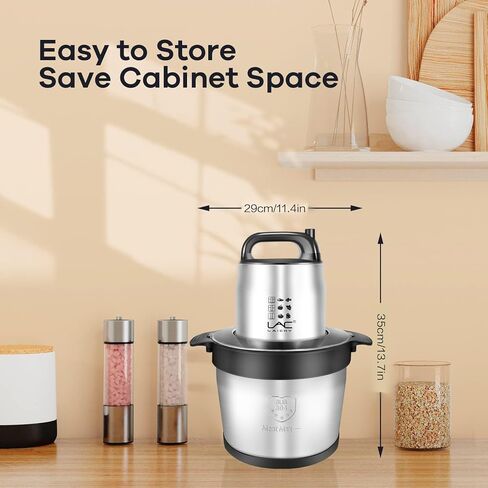 Food Processors,32 Cup Large Capacity Meat Grinder Veggie Chopper with Stainless Steel Bowl 1200W Electric,2 Speed,4 Bi-Level Bladesand Spatula for Baby Food,Meat,Onion,Vegetables,Fruits in Kuwait