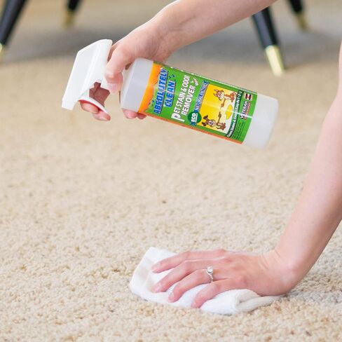 Amazing Pet Odor Eliminator for Home, Professional Strength: Natural Enzymes Remove Most Stains in 60 Seconds -Dog/Cat Urine, Vomit, Bile, Feces, Grass, Blood, Drool, More -USA Made in Saudi Arabia