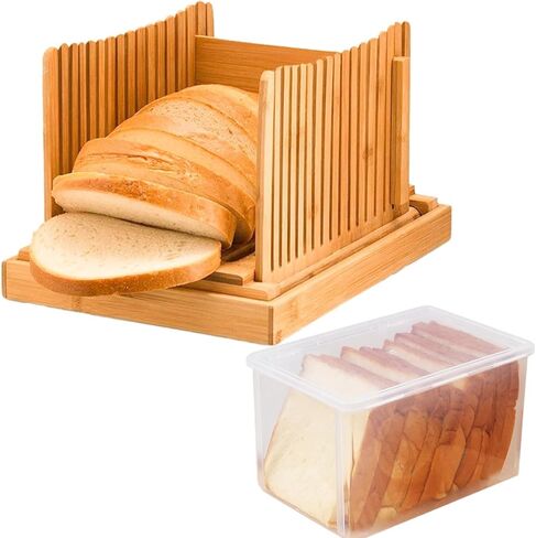 قطاعة الخبز، دليل الخبز المنزلي اليدوي 3 شرائح سمك خبز الخيزران مع صندوق الخبز، قطاعة الخبز للخبز المنزلي (مع صندوق) in Kuwait
