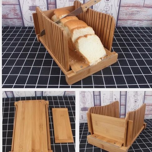قطاعة الخبز، دليل الخبز المنزلي اليدوي 3 شرائح سمك خبز الخيزران مع صندوق الخبز، قطاعة الخبز للخبز المنزلي (مع صندوق) in Kuwait