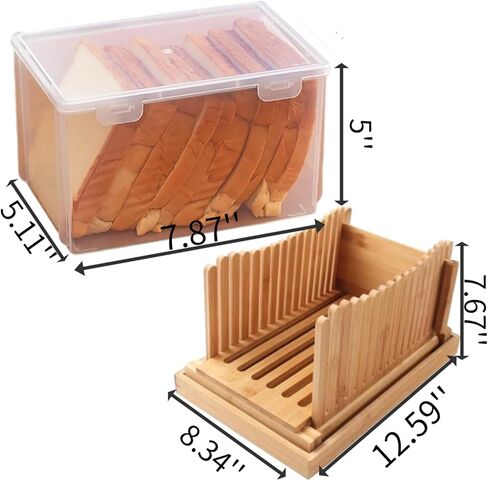 قطاعة الخبز، دليل الخبز المنزلي اليدوي 3 شرائح سمك خبز الخيزران مع صندوق الخبز، قطاعة الخبز للخبز المنزلي (مع صندوق) in Kuwait