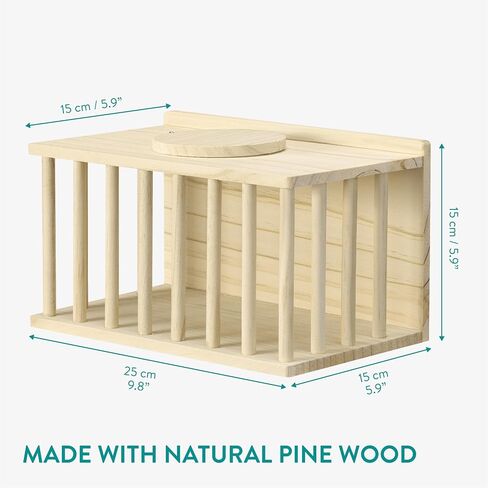 Navaris Wooden Hay Feeder for Small Pets - Rabbit and Guinea Pig Hay Rack - Natural Pine Wood Pet Hay Holder with Sliding Lid - Keeps Hay Tidy and Organised in Saudi Arabia