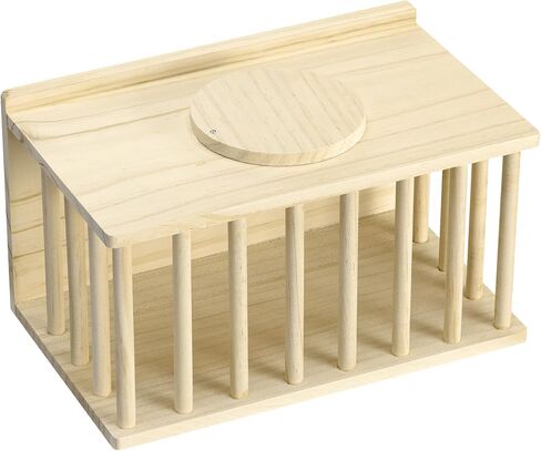 Navaris Wooden Hay Feeder for Small Pets - Rabbit and Guinea Pig Hay Rack - Natural Pine Wood Pet Hay Holder with Sliding Lid - Keeps Hay Tidy and Organised in Saudi Arabia