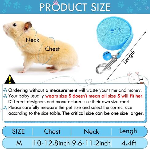 2 Pieces Guinea Pig Clothes Soft Mesh Guinea Pig Harness with Safe Bell, Baby Ferret Harness and Leash Set for Hamster, Baby Ferrets, Rats, Guinea Pig, Chinchilla, Teacup Chihuahua (Blue, Black,M) in Saudi Arabia