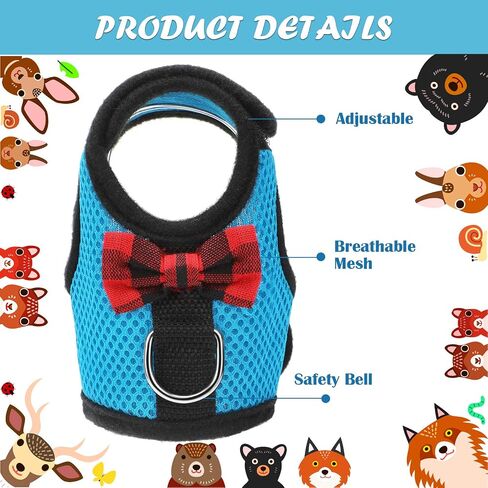 2 Pieces Guinea Pig Clothes Soft Mesh Guinea Pig Harness with Safe Bell, Baby Ferret Harness and Leash Set for Hamster, Baby Ferrets, Rats, Guinea Pig, Chinchilla, Teacup Chihuahua (Blue, Black,M) in Saudi Arabia