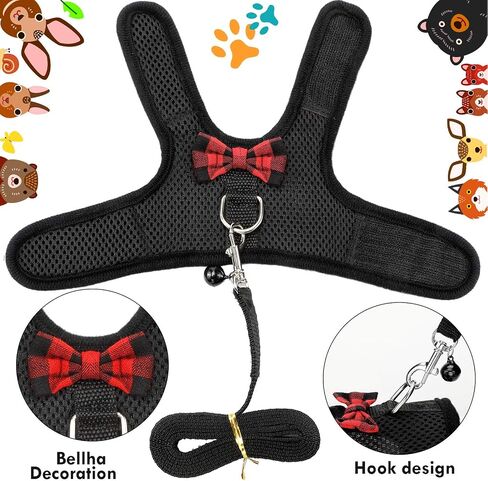 2 Pieces Guinea Pig Clothes Soft Mesh Guinea Pig Harness with Safe Bell, Baby Ferret Harness and Leash Set for Hamster, Baby Ferrets, Rats, Guinea Pig, Chinchilla, Teacup Chihuahua (Blue, Black,M) in Saudi Arabia