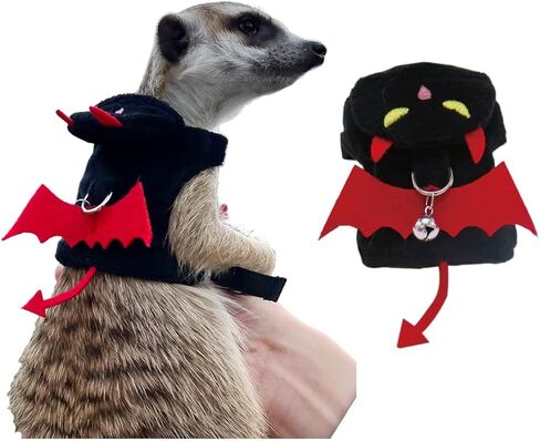 Ferret Harness and Leash, Adjustable Ferret Walking Vest for Squirrel and Small Animal, Soft and Breathable Ferret Lead Leash with Evil Wings and Safe Bell (Evil) in Saudi Arabia