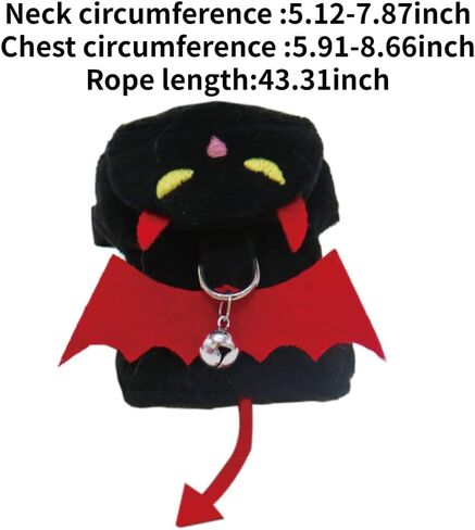 Ferret Harness and Leash, Adjustable Ferret Walking Vest for Squirrel and Small Animal, Soft and Breathable Ferret Lead Leash with Evil Wings and Safe Bell (Evil) in Saudi Arabia