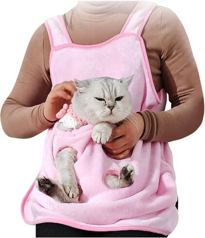 La La Pet®Adjustable Cat Apron Carrier with Holes Pet Cat Carrier Sleeping Pouch Pet Carrier Sling Cat Carrier Pouch for Small Sized Animals Pink in Kuwait
