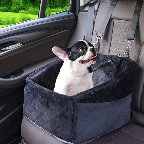 Dog Car Seat for Small Medium Dogs Under 30lbs Pet Booster Seat with Safety Leash and Storage Pockets Detachable Washable Puppy Car Seat Travel Bed to Front Backseat (Black) in Saudi Arabia