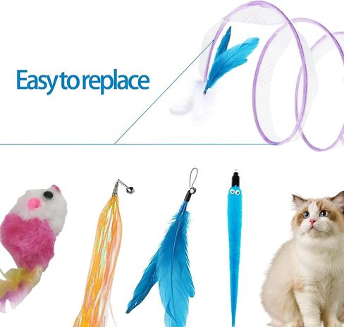 أنفاق القطط للقطط الداخلية، نفق أنبوبي مطوي للقطط مع ألعاب شريطية للقطط من الريش، ألعاب زنبركية تفاعلية قابلة للطي لتخفيف الضغط للقطط الداخلية والخارجية in Kuwait