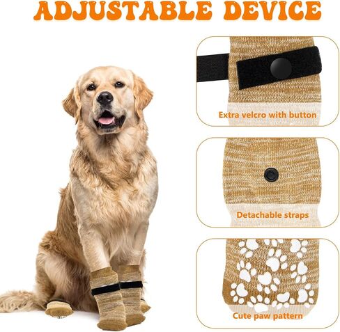 Non-Slip Dog Socks with Adjustable Straps Double Side Anti Slip Paw Protectors Dog Socks Traction Control for Indoor on Hardwood Floor Wear ST4-FHGGW (S) in Saudi Arabia