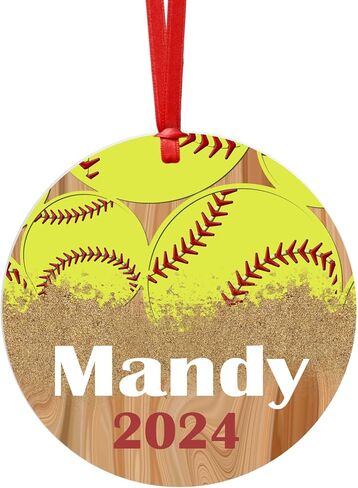 Softball Ornament Girl for Christmas Tree, Gift Player Team Teen Coach 2024 (Year Only) in Kuwait