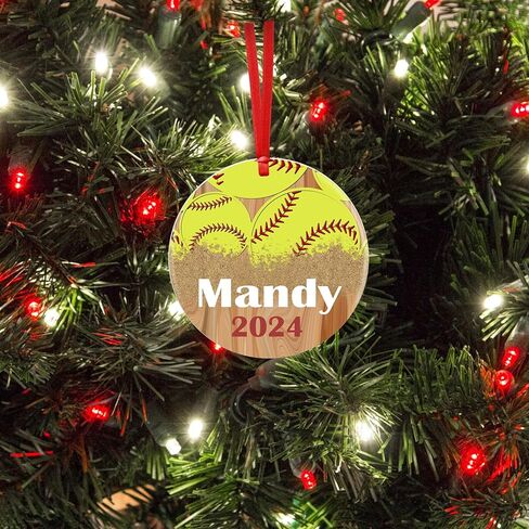 Softball Ornament Girl for Christmas Tree, Gift Player Team Teen Coach 2024 (Year Only) in Kuwait