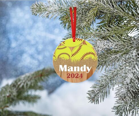 Softball Ornament Girl for Christmas Tree, Gift Player Team Teen Coach 2024 (Year Only) in Kuwait