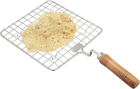 Satre Online And Marketing Wooden Sqaure Roasting Net,Stainless Steel Wire Roaster,Wooden Handle Round with Roasting Net,Roasting Net,Square Roasting Net,Papad Jali,Roti Jali,Roaster in Saudi Arabia