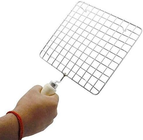 Satre Online And Marketing Wooden Sqaure Roasting Net,Stainless Steel Wire Roaster,Wooden Handle Round with Roasting Net,Roasting Net,Square Roasting Net,Papad Jali,Roti Jali,Roaster in Saudi Arabia