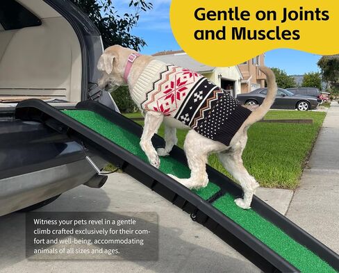 PawStep 50894 Pet Ramp with Poly Grass - Folding, Portable Dog Ramp for Cars, SUV & Trucks - Non-Slip Surface - Lightweight & Durable - Supports Large Dogs up to 200 lbs in Saudi Arabia