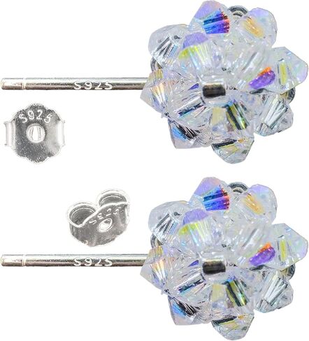 Austriac Crystal Earrings, 925 Sterling Silver, Ball Style Stud (Jet Black) in Saudi Arabia