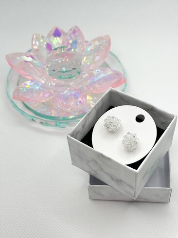 Austriac Crystal Earrings, 925 Sterling Silver, Ball Style Stud (Jet Black) in Saudi Arabia