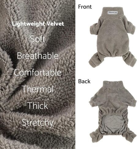 Fitwarm Dog Turtleneck Fuzzy Pajamas with Reflective Label, Lightweight Velvet 4 Legs Pet Jumpsuit, Dog Winter Clothes for Small Dogs, Cat Apparel, Pink, XL in Saudi Arabia