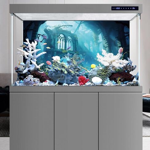 AWERT 72x24 inches Polyester Undersea Aquarium Background Ruins Aquarium Background Undersea Aquatic Plants Fish Tank Background in Saudi Arabia