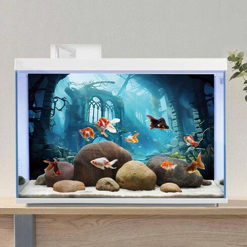 AWERT 72x24 inches Polyester Undersea Aquarium Background Ruins Aquarium Background Undersea Aquatic Plants Fish Tank Background in Saudi Arabia