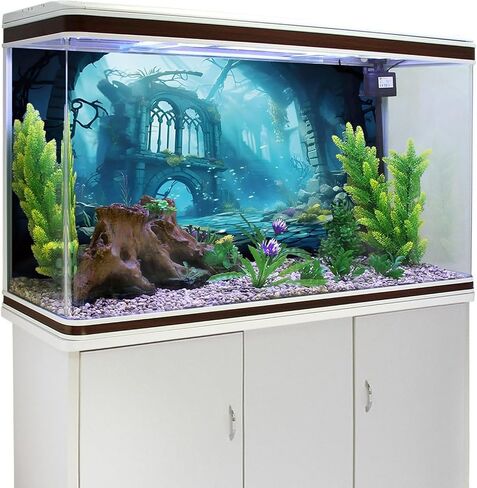 AWERT 72x24 inches Polyester Undersea Aquarium Background Ruins Aquarium Background Undersea Aquatic Plants Fish Tank Background in Saudi Arabia