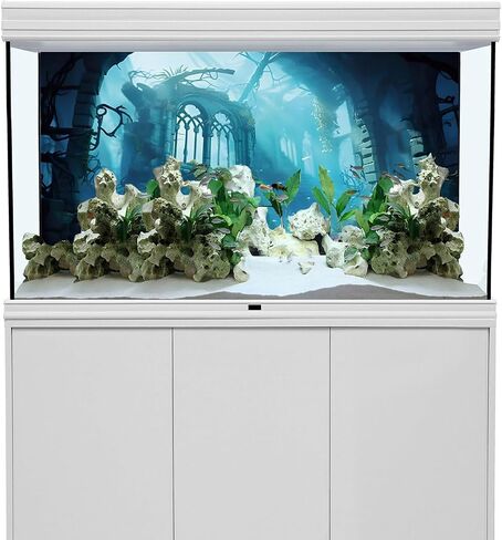 AWERT 72x24 inches Polyester Undersea Aquarium Background Ruins Aquarium Background Undersea Aquatic Plants Fish Tank Background in Saudi Arabia