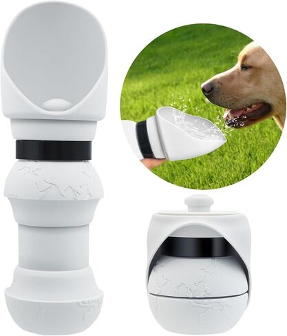18 OZ Foldable Silicone Dog Water Bottle 500ML- Portable Outdoor Pet Hydration Solution, Leak-Proof, Easy to Carry, Perfect for Hiking, Travel, and Walking(Grey, 550ML) in Saudi Arabia
