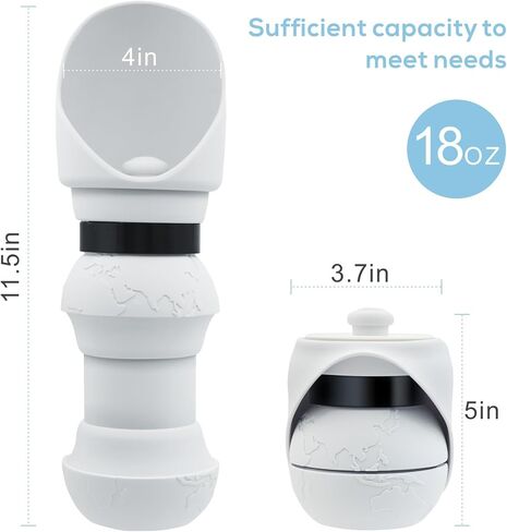 18 OZ Foldable Silicone Dog Water Bottle 500ML- Portable Outdoor Pet Hydration Solution, Leak-Proof, Easy to Carry, Perfect for Hiking, Travel, and Walking(Grey, 550ML) in Saudi Arabia