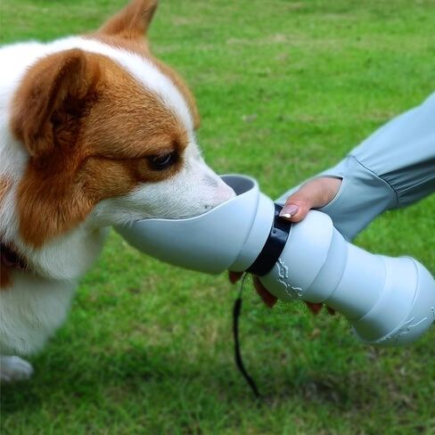 18 OZ Foldable Silicone Dog Water Bottle 500ML- Portable Outdoor Pet Hydration Solution, Leak-Proof, Easy to Carry, Perfect for Hiking, Travel, and Walking(Grey, 550ML) in Saudi Arabia
