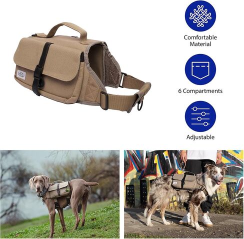 Dog Pack Hound Dog Saddle Bag Backpack for Travel Camping Hiking Medium & Large Dog with 6 Capacious Side Pockets in Saudi Arabia