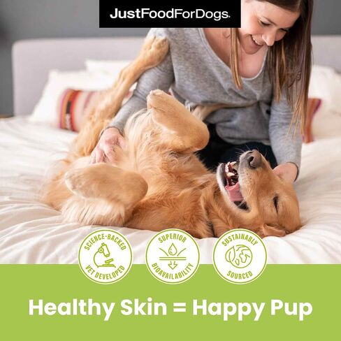 JustFoodForDogs مكمل زيت أوميغا بلس أوميغا 3 للكلاب، دعم الجلد والمعطف، صحة المفاصل، EPA وDHA من زيت الطحالب، مستدام وصديق للبيئة - 8 أونصة in Kuwait