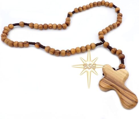 Olive wood Rosary from Bethlehem, Custom Own Name, Children Gifts, Confirmation, First Communion, Baptism for Boys, Girls. Prayer Beads Rosaries (Palm Cross without engraving) in Saudi Arabia