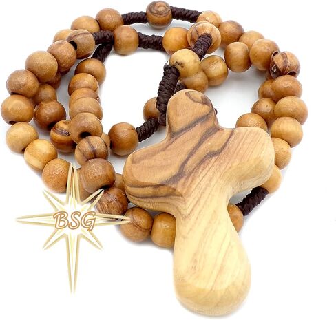 مسبحة خشب الزيتون من بيت لحم، الاسم المخصص، هدايا الأطفال، التأكيد، المناولة الأولى، المعمودية للبنين والبنات. مسبحة مسبحة (صليب النخيل بدون نقش) in Kuwait