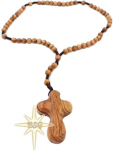 Olive wood Rosary from Bethlehem, Custom Own Name, Children Gifts, Confirmation, First Communion, Baptism for Boys, Girls. Prayer Beads Rosaries (Palm Cross without engraving) in Saudi Arabia