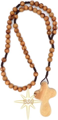 Olive wood Rosary from Bethlehem, Custom Own Name, Children Gifts, Confirmation, First Communion, Baptism for Boys, Girls. Prayer Beads Rosaries (Palm Cross without engraving) in Saudi Arabia