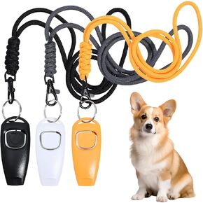 3 Pieces Dog Training Whistles Set with Lanyard Professional Dog Training Whistles 2-in-1 Dog Whistles for Dog Daily Training